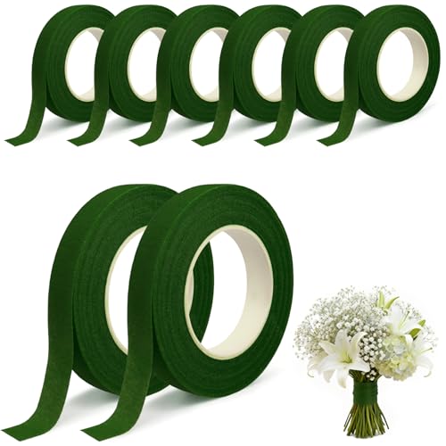 8 Pack Floral Tape Green Flower Tape for Bouquet Stem Wrapping Wedding