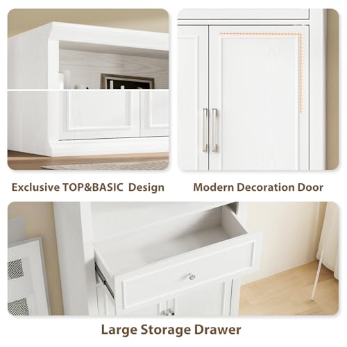 Rresyet Bookcase, 6 Tier White Bookshelf 28" W Tall Minimalist Bookshelves with Storage Cabinet Suitable for Offices, Libraries, Living Rooms - Image 5