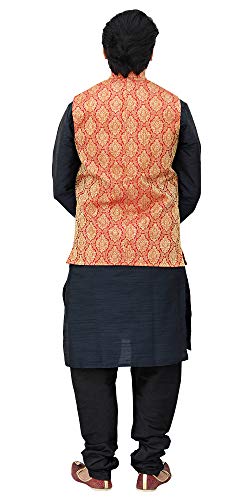 Image of Men's Silk Kurta Pyjama With Waistcoat