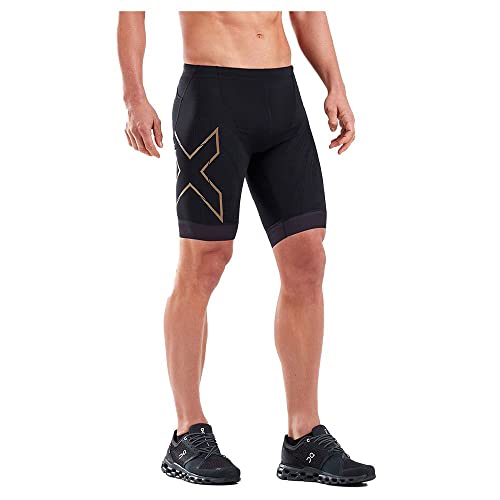 2XU Men s Compression Tri Short (Black Gold, Medium)