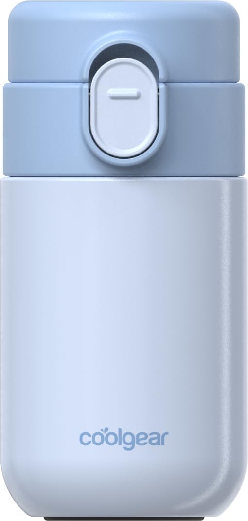 COOL GEAR 2-Pack 8 oz Purse Bottle Stainless Steel Water Bottle, Compact Mini Bottle with Flip Top Lid, BPA-Free, Leak-Resistant, Small Water Bottle for Purse, Travel, On-the-Go (BLUE/WHITE) image 3