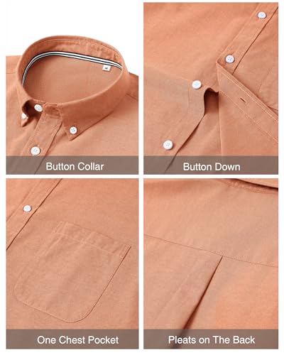 Image of J.VER Men's Oxford Shirt Solid Casual Button Down Collar Shirts Long Sleeve Dress Shirts with Pocket