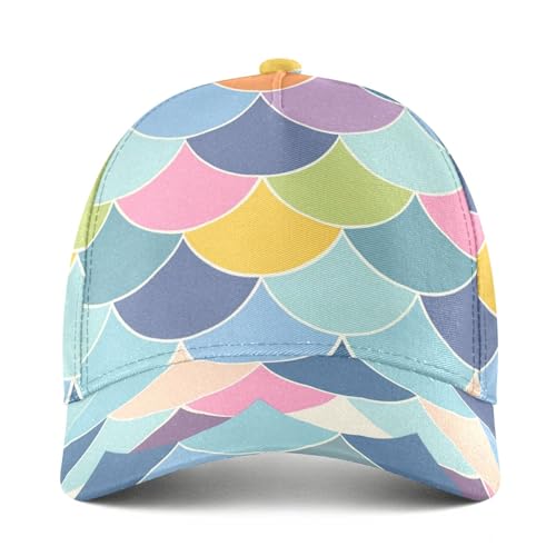 Casquette de baseball de camping et pêche avec motif écailles bleu clair