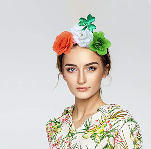2 Pack St. Patricks Day Headband Shamrock Flower Headwear for Women Girls Hair Hoop Headpiece Irish Saint Patrick Party Favors - Thumbnail 3