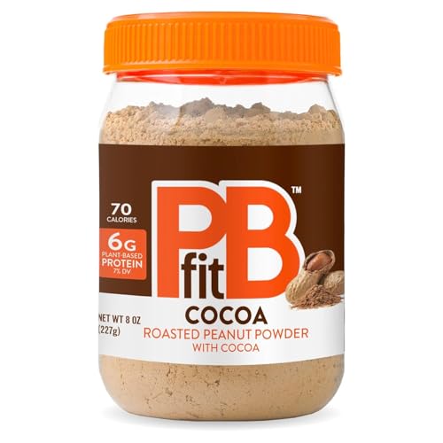 PBfit Chocolate Peanut Butter Powder - 88% Less Fat, 5g of Protein, Gluten Free Natural Nut Butter Spread - Powdered Peanut Butter Spread from Real Roasted Pressed Peanuts and Cocoa - 225g