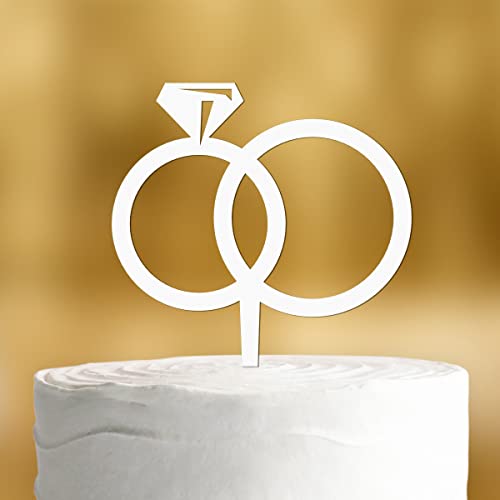 Dankeskarte.com Cake Topper Ringe - für die Hochzeitstorte - Acrylglas Weiss - XL - Tortenaufsatz, Kuchen, Deko, Tortenstecker, Tortenfigur, Hochzeit, Kuchanaufsatz, Kuchendeko, Mr Mrs Cover