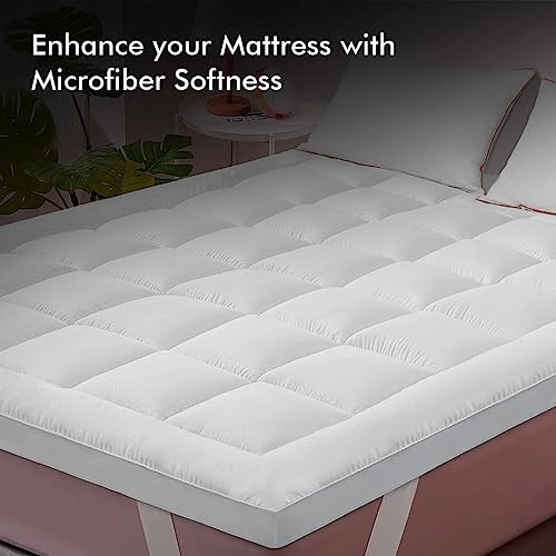 Image of Linenwalas Microfiber Super Soft Fluffy Mattress Padding /Topper for Comfortable Sleep, 5 Star Hotel Feel - Single Size in White, Mattress Topper Like Hotel (36x72 inch)