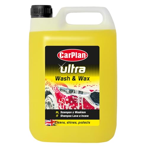 CarPlan Ultra Wash and Wax 5L - Shampoo Auto a pH Neutro | Deterge, Lucida e Protegge senza Aloni | Rimuove Sporco e Residuati Stradali