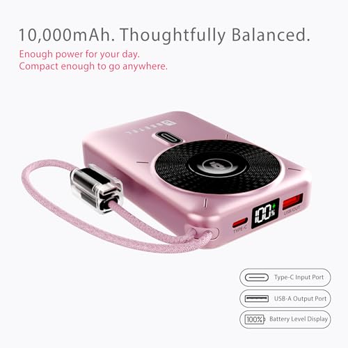 Image of Beetel MagVibe Series WS10 4 in 1 MagSafe 10000mAh Magnetic Wireless Power Bank for Apple iPhone, iWatch & AirPods, Qi Charging for Samsung, OnePlus and Other Android Devices|3M Ring in Box|Rose Gold