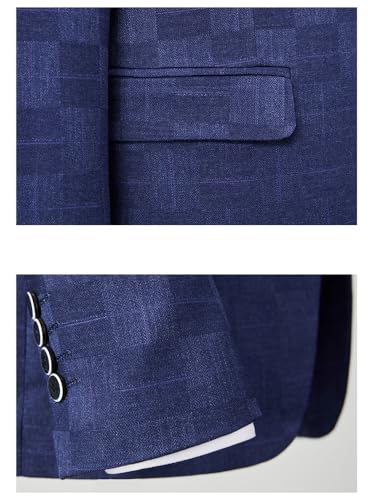Mens Plaid Checked Suit Slim Fit Blazer Pants & Vest 3 Pieces Set Casual Vintage Tuxedo Suit for Men Wedding Party4