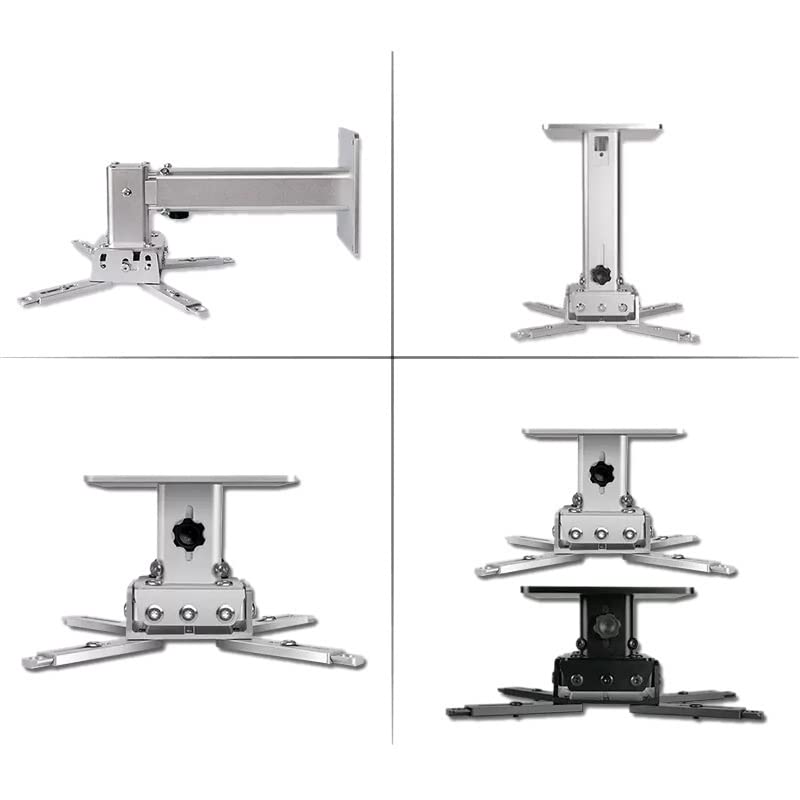 Soporte de proyector de aleación de aluminio, montura ajustable en pared, varilla corta plateada HQ130 miniatura 6