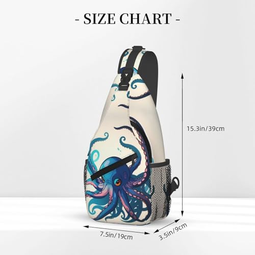 Mochila bandolera con diseño pulpo azul y púrpura miniatura 3