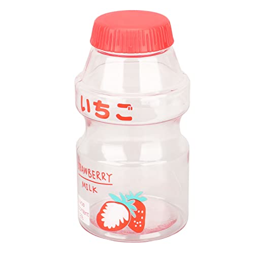 Keenso Botella de Agua PC Color de la Fruta Botella de Jugo Dibujos Animados Resistente Al Calor Boca Ancha Sin BPA Uso en el Hogar Yoga Senderismo Nios (Rojo