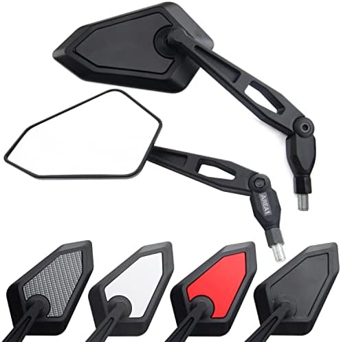 Area1 Specchietti Retrovisori Universali Omologati Per Scooter - Set Con Adattatori M8 (Destro E Sinistro) Per Sym, Niu, KSR