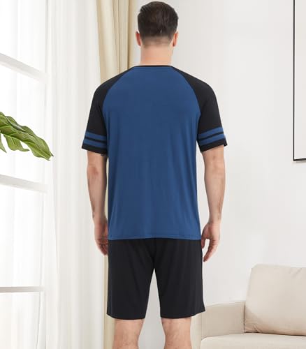 Image of NACHILA Men's Bamboo Viscose Pajamas Set Raglan Short Sleeve Shorts Pjs