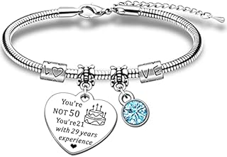 HULALA Funny 50th Birthday Gifts For Women Charm Wish Bracelets Friends Grandma Daughter Sister Auntie Mum Wife Her Jewellery Presents
