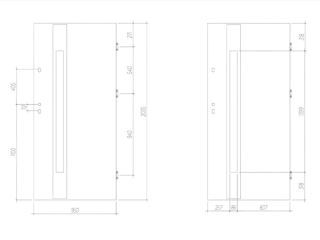 Vente-unique - Puerta de entrada de acero macizo y acero inoxidable Alt. 207 x L100 cm - vidrio ahumado - negro y antracita - apertura izquierda - BRAGA