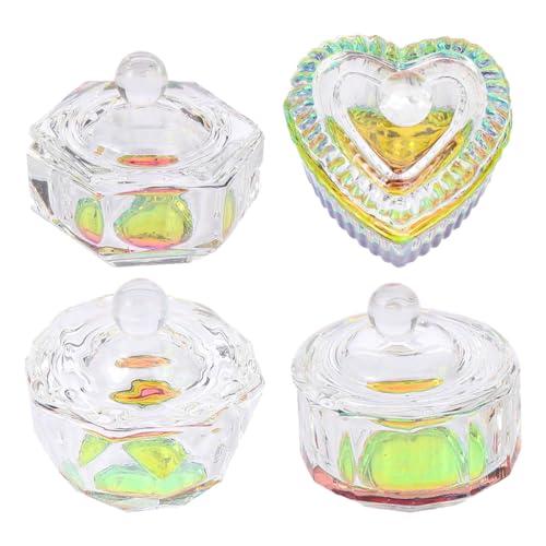 COHEALI 4 vasos de vidrio para uñas con tapa miniatura 1
