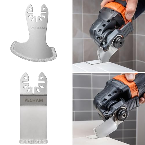 Image of PECHAM 9PCS Diamond Oscillating Tool Blade, Multi Tool Blades Kits for Grout Removal and Soft Tile Cut, Fit Porter Cable Black & Decker Rockwell Ridgid Ryobi Milwaukee Chicago Craftsman