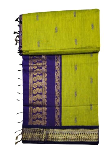 Image of Pure Kalyani Cotton Saree | Zari Border & Blouse Piece - Lata Gadwal Design | Traditional Saree