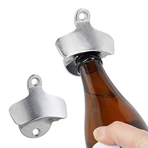 Relaxdays Flessenopener voor de muur, 10024152, set van 2, stabiele bieropener om te monteren, wandopener voor flessen…