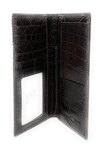 Western Men's Cow Fur Genuine Leather Crocodile Bifold Wallet in Multi Emblem (Coffee Rooster)3