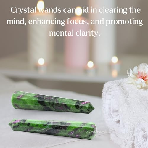 Image of Ruby Zoisite Crystal Wand - Pointed Crystal Wand for Energy Healing, Chakra Balancing, Meditation and Home Decor - Crystals and Healing Stones for Gift