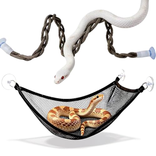 2 Pcs Snake Enrichment Toys, Snake Climbing Rope and Triangular Hammock Set, Reptile Climbing Accessories for Ball Python Corn Snake, Snake Tank Decor Accessories