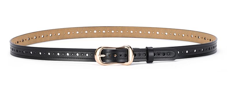 FGSS Fashion-Gold-Buckle Waist-Belt for Women Ladies Casual Leather-Belts Hollow Skinny Belts for Pants Jeans Dresses3