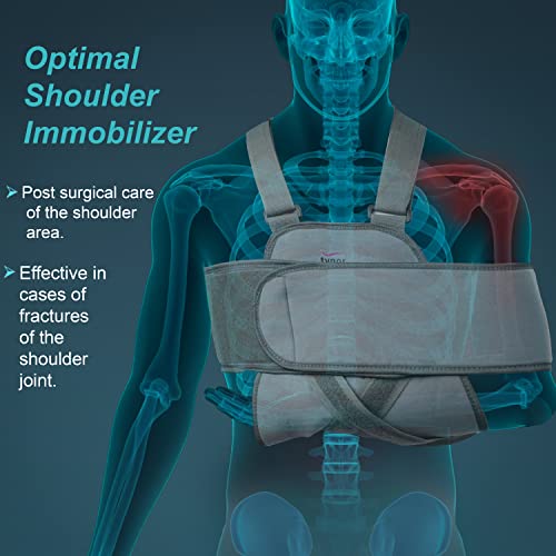 Tynor Universal Shoulder Immobiliser | Provides Support & Stabilization for Shoulder Injuries | Comfortable, Adjustable Design for Men & Women | Universal Size (Grey, 1 Unit)