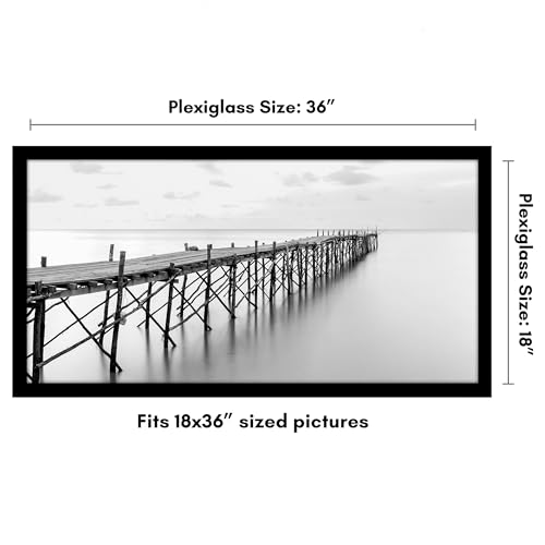 Americanflat 18x36 Picture Frame with Polished Plexiglass - Black Picture Frame - Wide Photo Frames Made of Engineered Wood for Vertical or Horizontal Wall Display - Epic Collection - Black