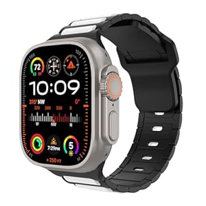 MoKo Sport Bands Compatible with Apple Watch Ultra 2/Ultra Band, Apple Watch Bands for Men Women 49mm 45mm 44mm 42mm,Silicone Replacement Strap for iWatch Series 9 8 7 6 5 4 SE Ultra 2 1, White/Black