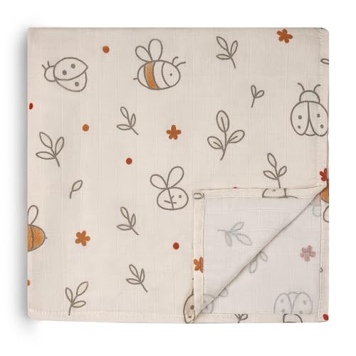 Image of HECCEI Muslin Swaddle Blanket - Baby Muslin Blanket Large Swaddles 47 x 47 inches Breathable & Soft Baby Receiving Blanket Gender Neutral for Newborn Boys Girls, Garden Friend