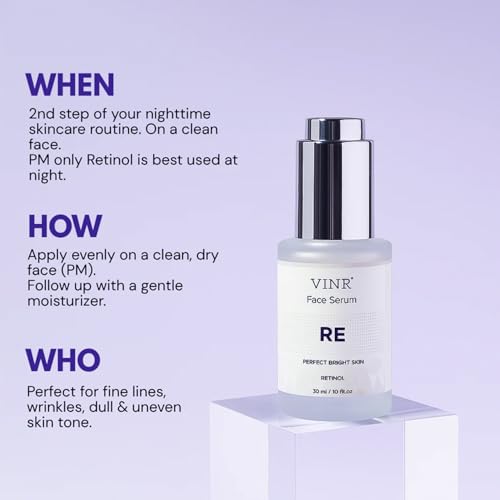 Image of VINR Retinol Night Serum for Face - 1% Retinol | Infused With Vitis Vinifera | Anti-Aging Wrinkle Repair, Brightening, Smooth Skin - Lightweight, Fast Absorbing Formula for Women & Men - 30ml ( Pack of 4)