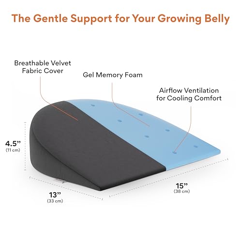 Image of FOVERA Pregnancy Pillow for Pregnant Women | Memory Foam Maternity Pillow Wedge for Supporting Belly, Back During Pregnancy - Provides Soft-Support to The Baby Bump (Dark Grey)