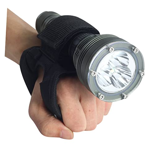 Uonlytech Diving Flashlight Glove Adjustable Nylon Holder for Hands Lighting Compatible with Torches for Diving Night Fishing Camping and More