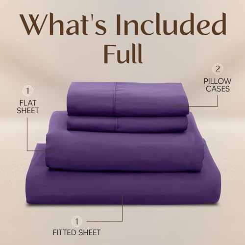 Image of Utopia Bedding Full Size Sheet Set - 4 Piece Bed Sheets, Soft and Breathable Microfiber, Includes 1 Fitted Sheet, 1 Flat Sheet and 2 Pillowcases - Oeko Tex (Eggplant)