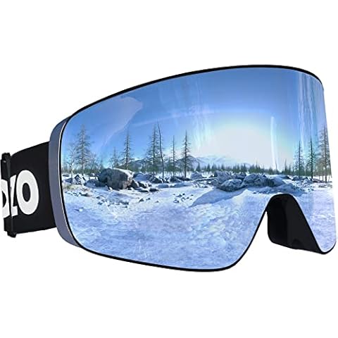 Dizokizo Skibrille Magnetische austauschbare zylindrische Linse Schneebrille für Männer Frauen Anti-Fog UV-Schutz Professionelle Skibrille Cover