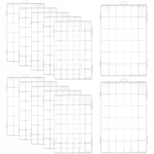 Image of Sawysine 12 Pack Modern Plastic Storage Box with 36 Removable Dividers, 10.75 x 6.93 x 1.73 Inches, Transparent, Waterproof, Fishing Tackle Organizer Box