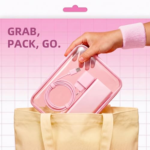 Image of CoiiJoii 3PCS Large Clear Hard Shell Zippered Case, Diaper Bag Organizing Pouches, Waterproof Cosmetic Bag, Kid's Toy Storage Organizer Bins, Pencil Case.