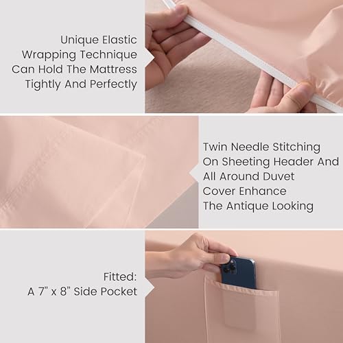 Image of Sophia & William Soft 100% Washed Cotton Sheet Set California King, Pink