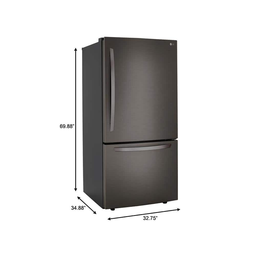 33 in. W 26 cu. ft. Bottom Freezer Refrigerator w/Multi-Air Flow and Smart Cooling in PrintProof Black Stainless Steel on Fridge.com