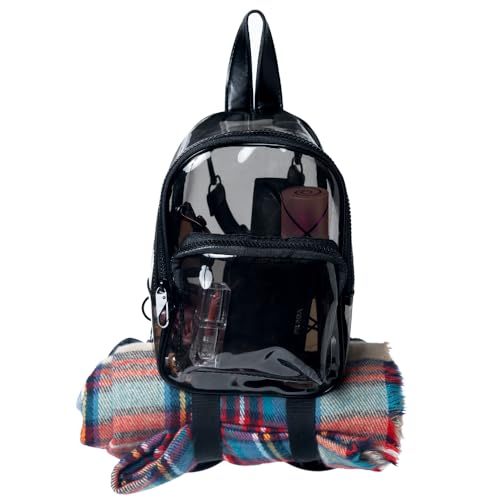 Image of OTW Anti-Theft Black Clear Transparent Small Mini Backpack Convertible Straps Crossbody for Raves Stadium Festival Concert