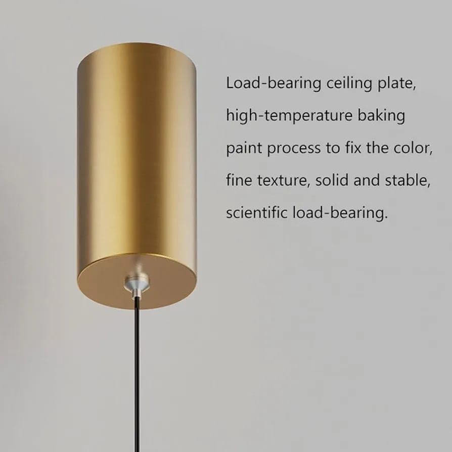 Image of Modern Gold Pendant Light with 3-Color LED | Adjustable Hanging Light for Bedroom & Living Room | Ceiling Hanging Lamp for Bedside, Home Decoration & Office