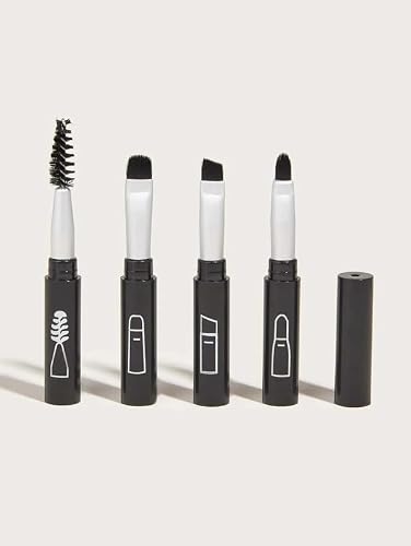 4pcs Professional Portable 4-In-1 Makeup Brush Set Eyeshadow Brush Eyelash Comb Eyebrow Brush Lip Brush Mini Travel Makeup Brush Makeup Tools