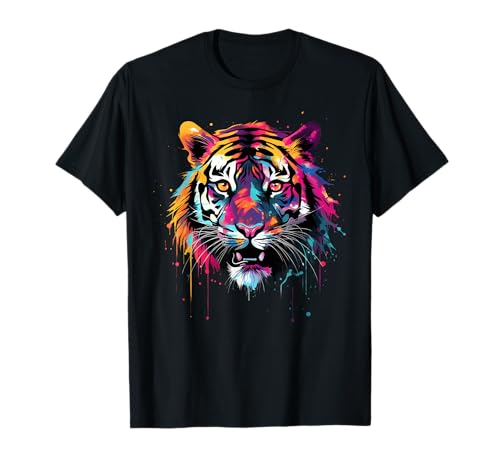 Cool Tiger on colorful painted Tiger T-Shirt