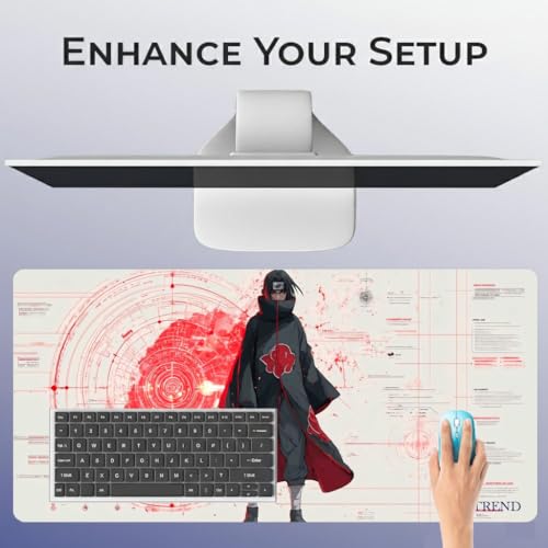 Image of ON TREND Anime Series Printed Mouse pad with Anti-fray Stitching, Waterproof Surface & Non-Slip Rubber Base Gaming Mouse Mat for Laptop, Computer & Desk (Large Extended -23x11 Inch) (Itachi)