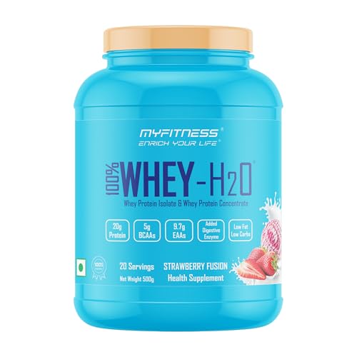 Image of Myfitness Whey Protein Isolate Concentrate Blend 500g Strawberry Fusion 20 Servings | 80% Protein Per Serving | Added Digestive Enzymes | Whey Protein Powder
