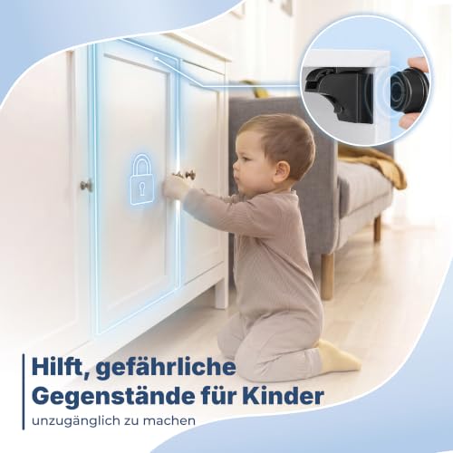Hoffenbach Magnetische Kindersicherung 20 Schlösser + 4 Schlüssel – Schranksicherung & Schubladensicherung ohne Bohren… – Ansicht 2