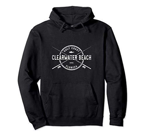 Clearwater Beach FL Vintage Crossed Fishing Rods Pullover Hoodie